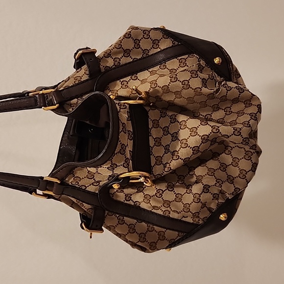 GUCCI Jockey Tote - Canvas with gold hardware - Pre-owned - Picture 16 of 17